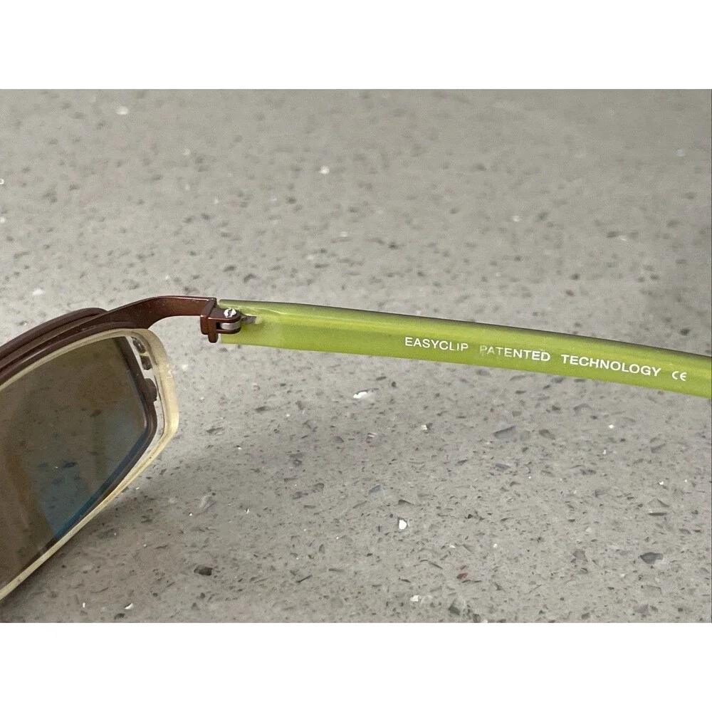 EASYCLIP MOD O1049 BROWN GREEN EYEGLASSES FRAMES ONLY 48-17-140 10 Sunglasses